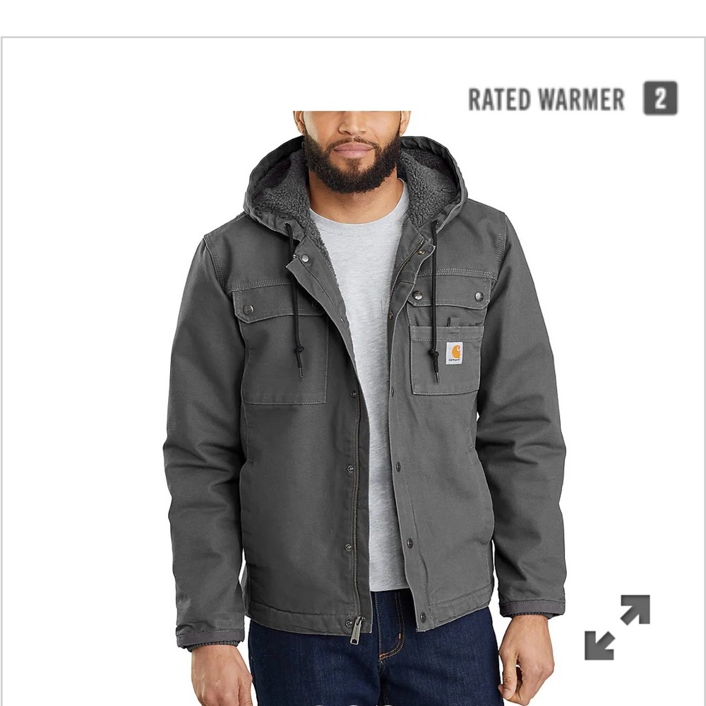 Mens Carhartt Sherpa Lined Jacket in Grey size M - Picture 4 of 7